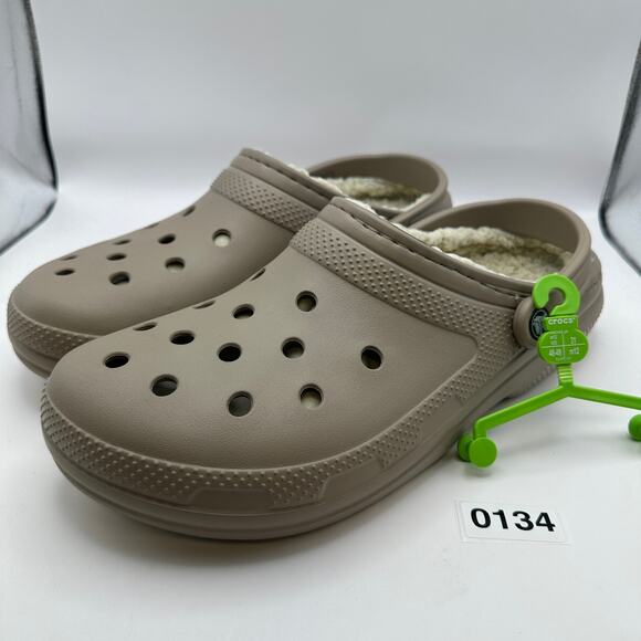 Crocs Men's 13 Classic Lined Clog Fuzzy Slippers Mushroom Bone - Picture 1 of 8